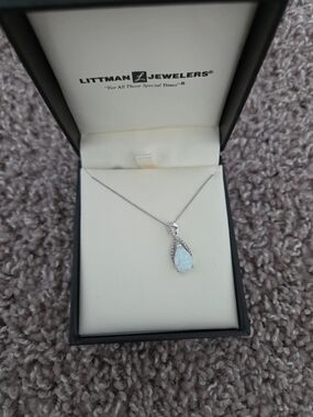 Littman Jewelers Opal Teardrop Pendant Necklace in Silver
